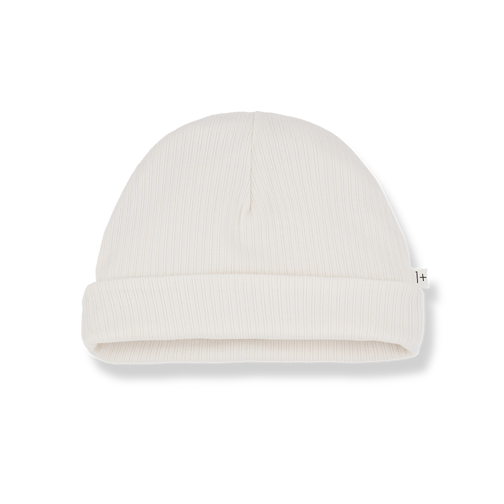 Bonnet naissance  « Kai » - Vanille Coton