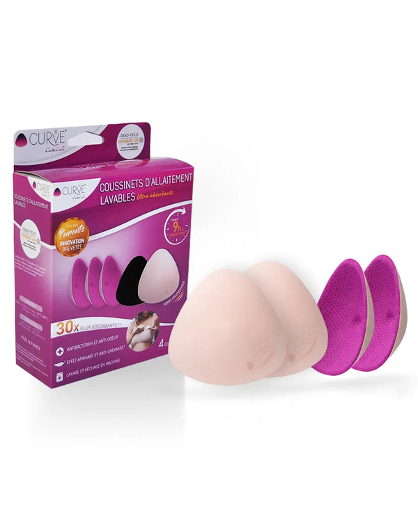 Lot de 4 coussinets d'allaitement lavables (jour) - Vanille Coton