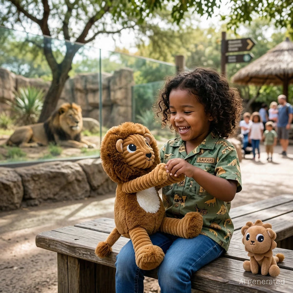 Peluche lion maman / bébé - Vanille Coton