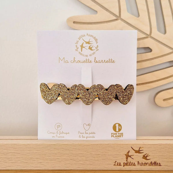 Barette clip coeurs - Vanille Coton