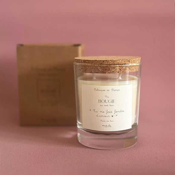 Bougie « Tu me fais fondre d'Amour » - Vanille Coton