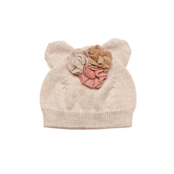 Bonnet bébé Mérinos BISOUS - Vanille Coton