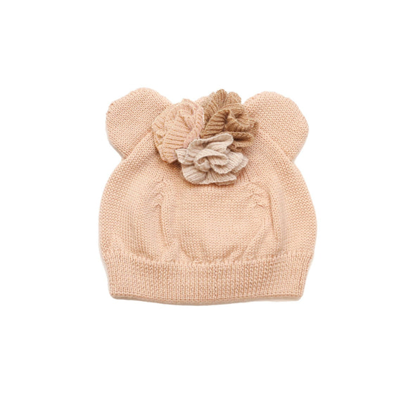 Bonnet bébé Mérinos BISOUS - Vanille Coton