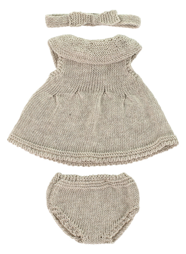 Ensemble tricoté beige pour poupée 32cm - Vanille Coton