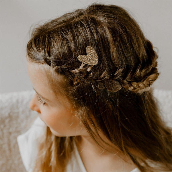 Grande barrette Coeur - Vanille Coton