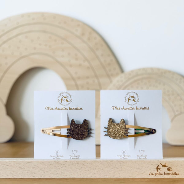 Grande barrette chat - Vanille Coton