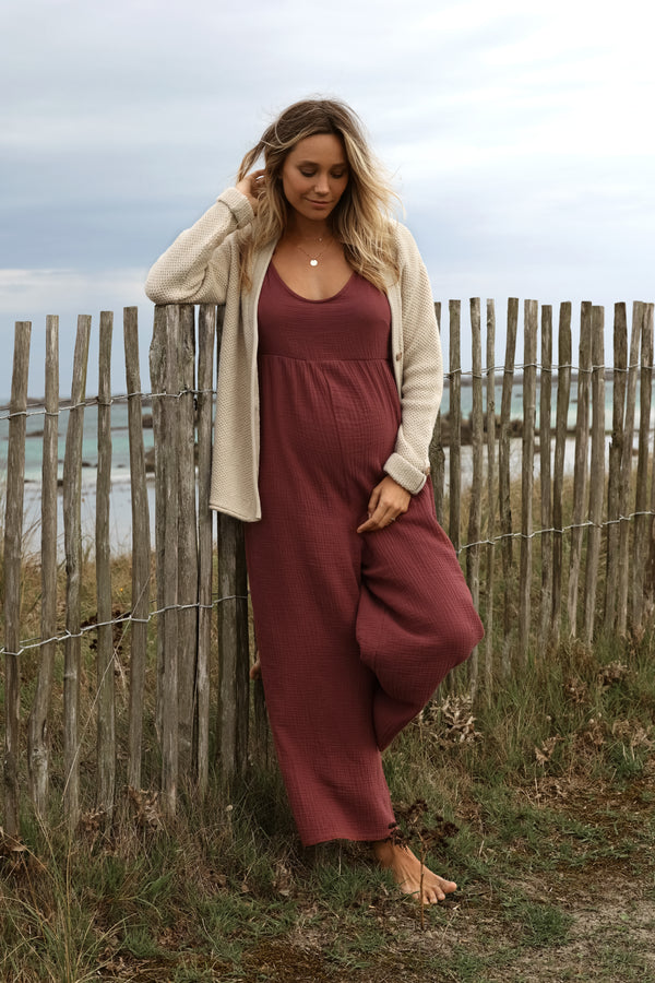 Salopette de maternité et d'allaitement CANYON - Vanille Coton