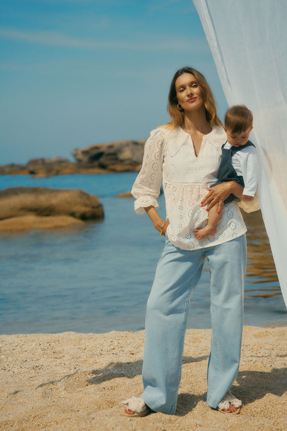 Pantalon de maternité Kelly Light blue - Vanille Coton