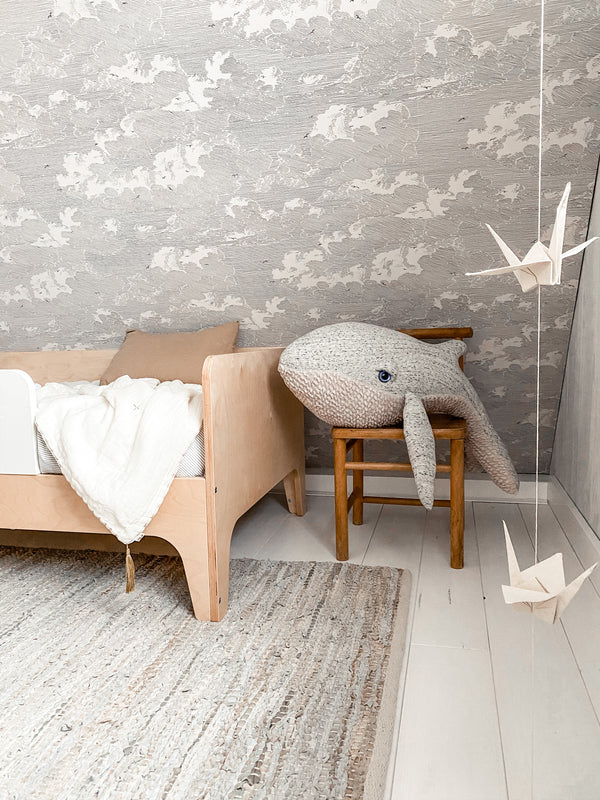 Peluche papa baleine chinée PM - Vanille Coton