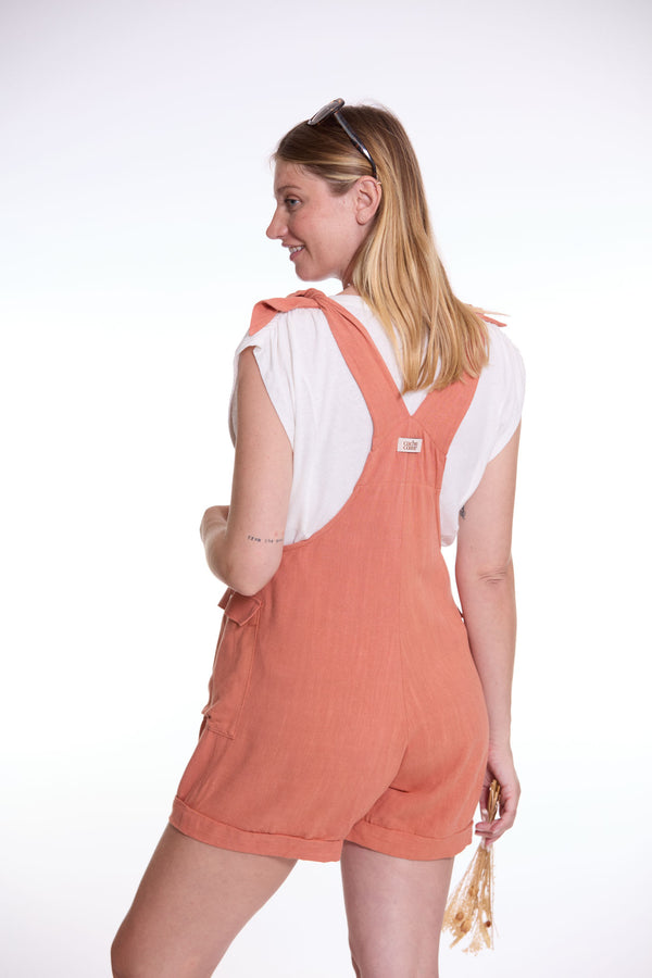 Salopette short de maternité Eloise - Vanille Coton