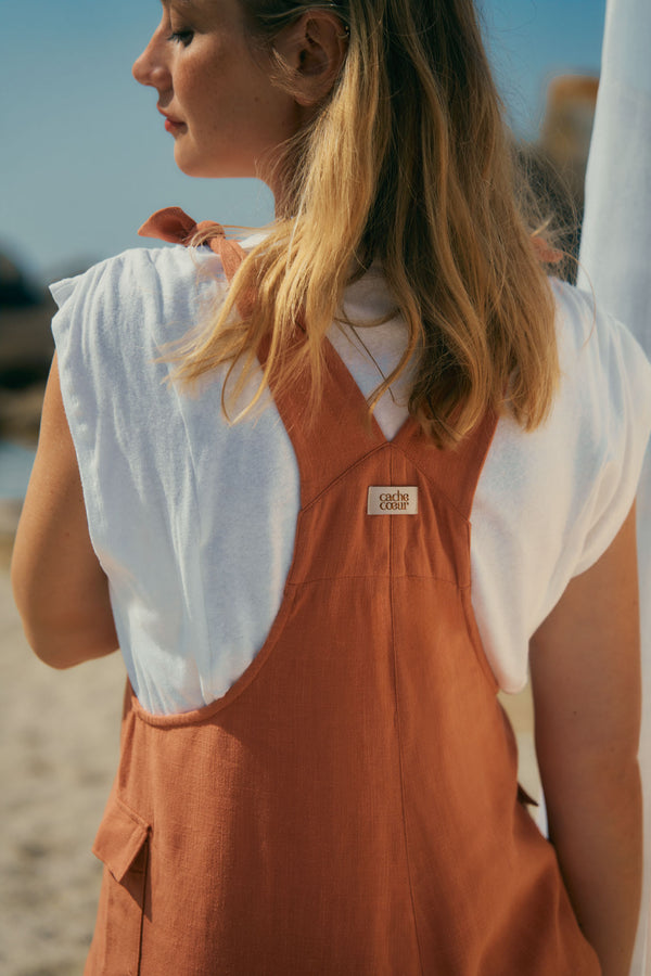 Salopette short de maternité Eloise - Vanille Coton