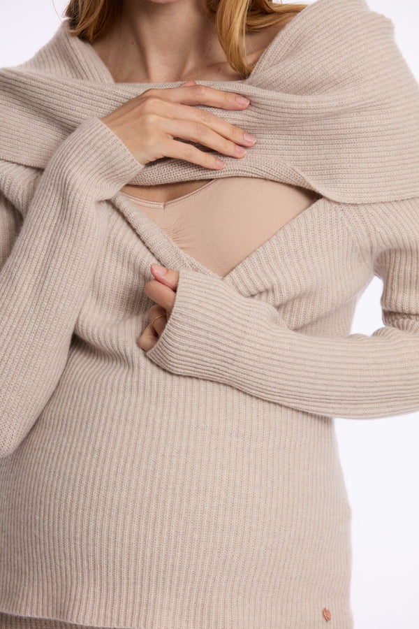 Pull de grossesse et d'allaitement KIM - Vanille Coton