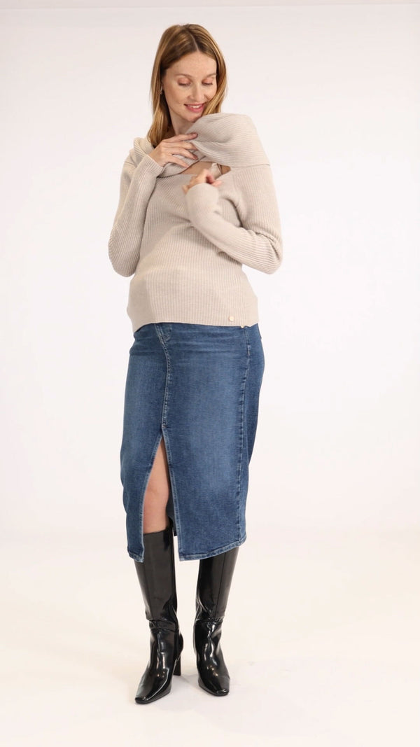 Pull de grossesse et d'allaitement KIM - Vanille Coton