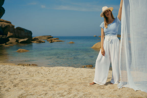Pantalon de maternité Sahel blanc - Vanille Coton