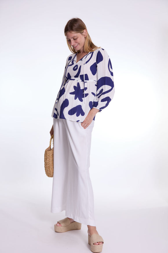 Blouse grossesse et allaitement Corfou - Vanille Coton
