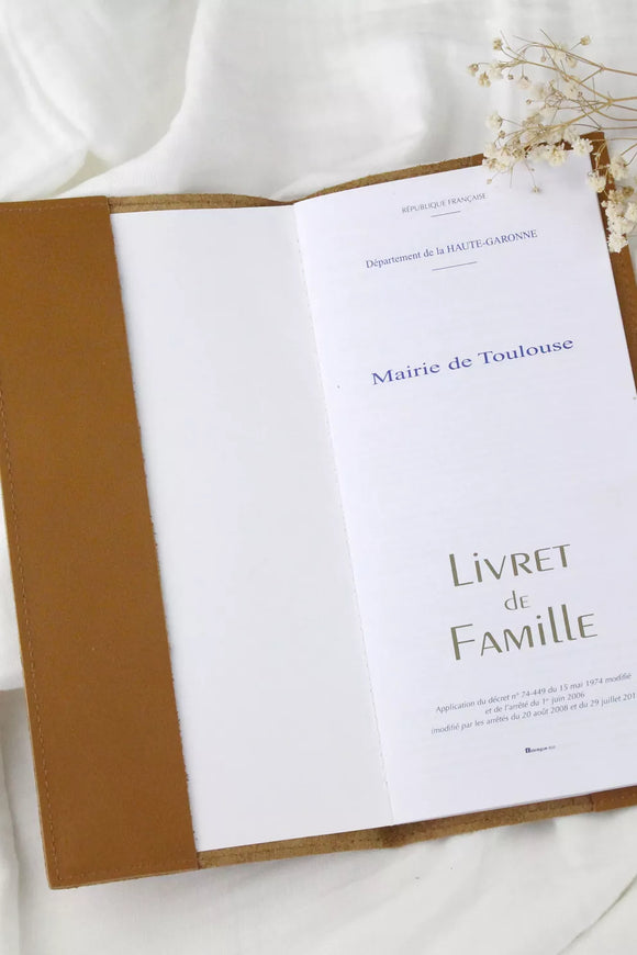 Livret de famille en cuir - Vanille Coton