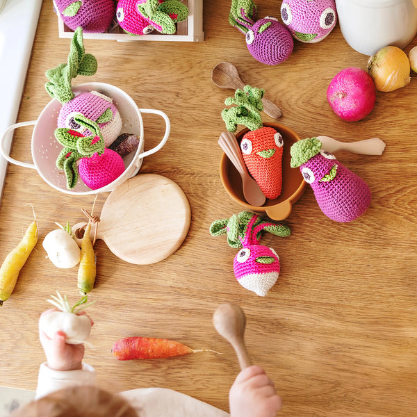 Hochet Louis le radis - Vanille Coton