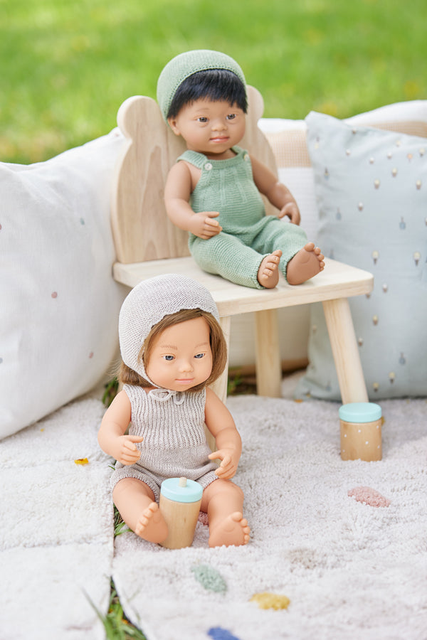 Barboteuse vêtements poupée tricoté beige 38 cm - Vanille Coton