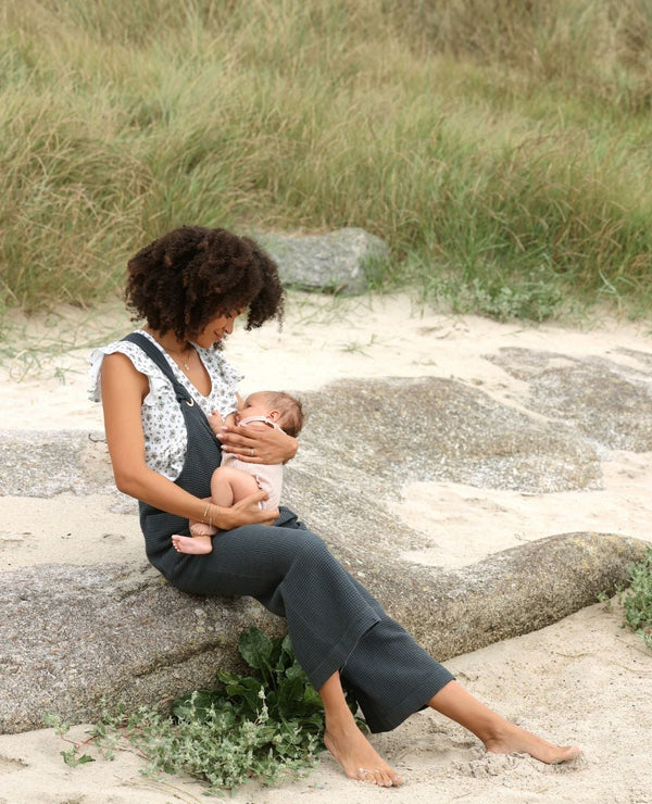 Salopette de maternité et d'allaitement Maya - Vanille Coton
