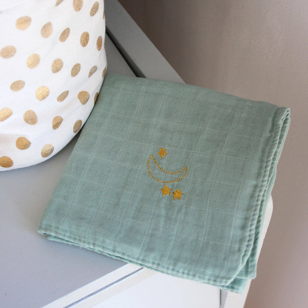 Lange brodé Asperge - Vanille Coton