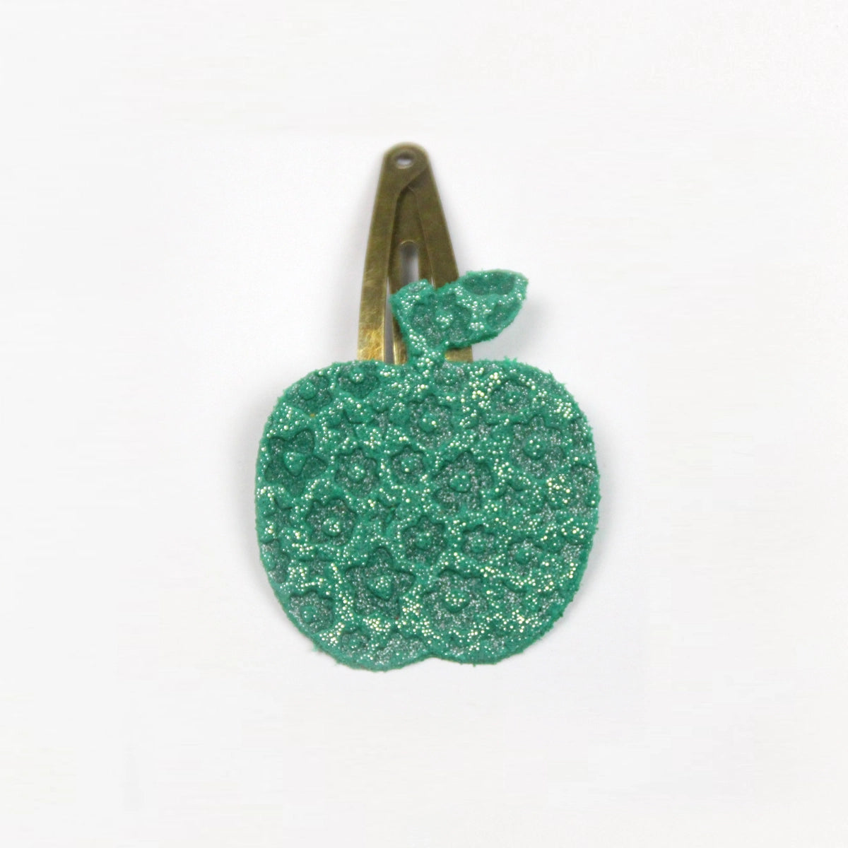 Barrette clic-clac cuir Pomme Ballerine - Vanille Coton