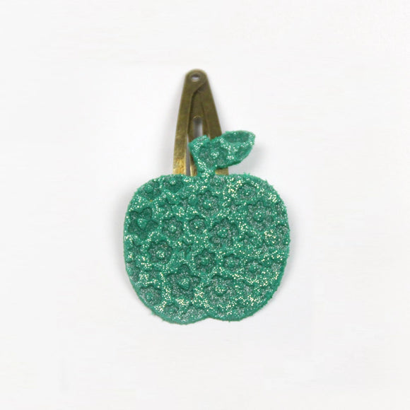 Barrette clic-clac cuir Pomme Ballerine - Vanille Coton