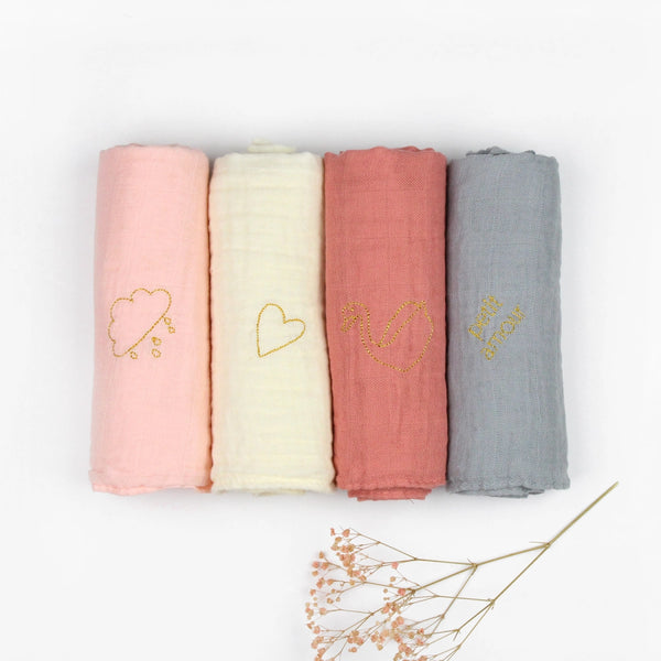 Lange brodé Nougat - Vanille Coton