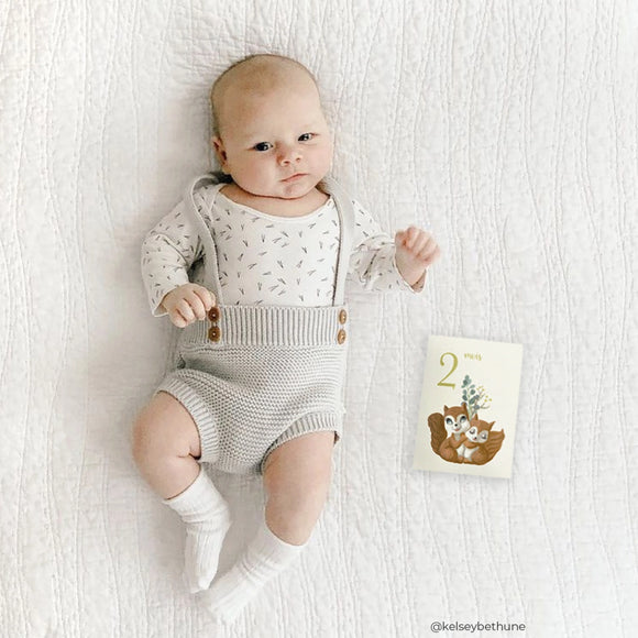 Cartes étapes bébé - Set de 12 cartes de 1 mois à 1 an - Vanille Coton