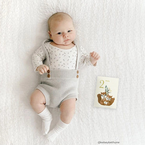 Cartes étapes bébé - Set de 12 cartes de 1 mois à 1 an - Vanille Coton