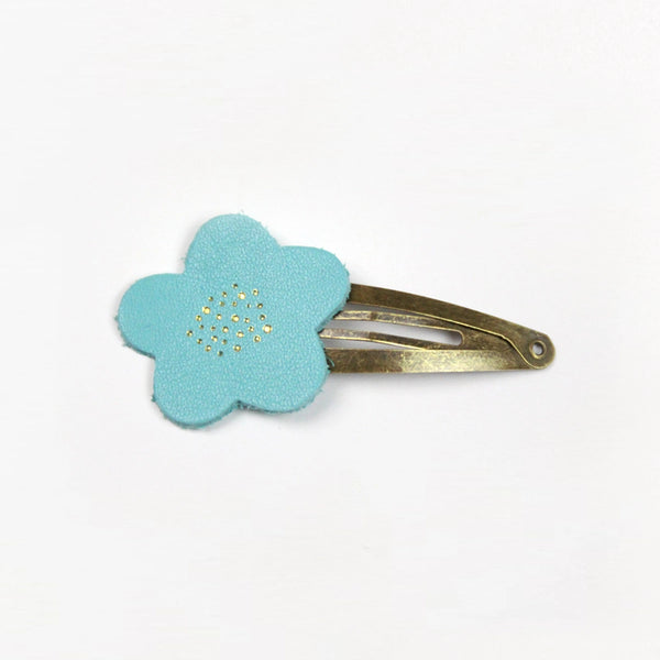Barrette clic-clac Fleur Blue Beetle - Vanille Coton