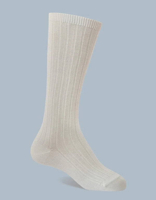Chaussettes hautes côtelées de luxe - Vanille Coton