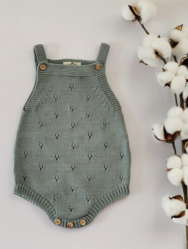 Barboteuse bébé motifs ajourés - Jade - Vanille Coton