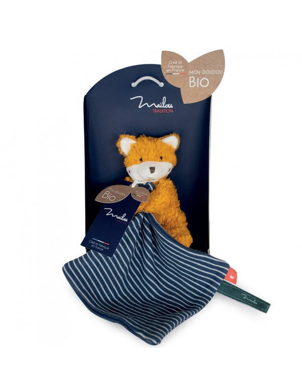 Peluche renard avec doudou en coton biologique - Vanille Coton